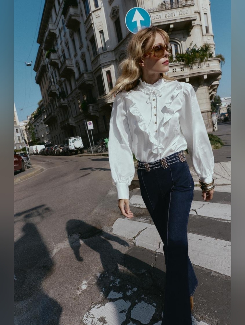 JACQUARD SATIN EFFECT BLOUSE SIZE S
